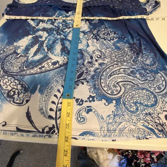 New Simply Emma Women Plus 3X Top Blouse Cold Shoulder Rhinestones Blinks Boho - Picture 2 of 6